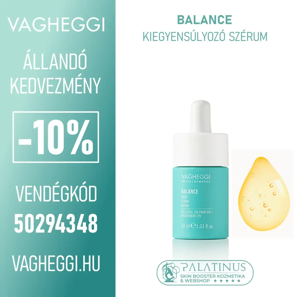 VAGHEGGI BALANCE pattanásos aknés bőrre kiegyensúlyozó szérum Professzionális kozmetikumok, állandó -10% kedvezménnyel! Vendégkód: 50294348 (Palatinus Skin-Booster Kozmetika & Webshop - Kecskemét)