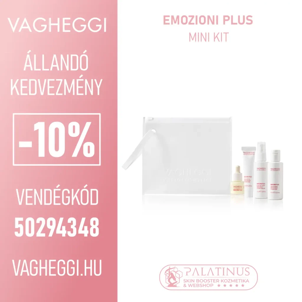 VAGHEGGI EMOZIONI PLUS mini kit Professzionális kozmetikumok érzékeny, intolleráns, rosaceás bőrre, állandó -10% kedvezménnyel! Vendégkód: 50294348 (Palatinus Skin-Booster Kozmetika & Webshop - Kecskemét)