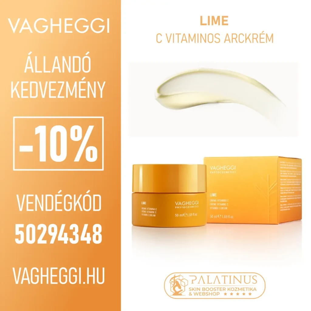 VAGHEGGI LIME Revitalizáló C-vitaminos GAZDAG ARCKRÉM Professzionális kozmetikumok, állandó -10% kedvezménnyel! Vendégkód: 50294348 (Palatinus Skin-Booster Kozmetika & Webshop - Kecskemét)