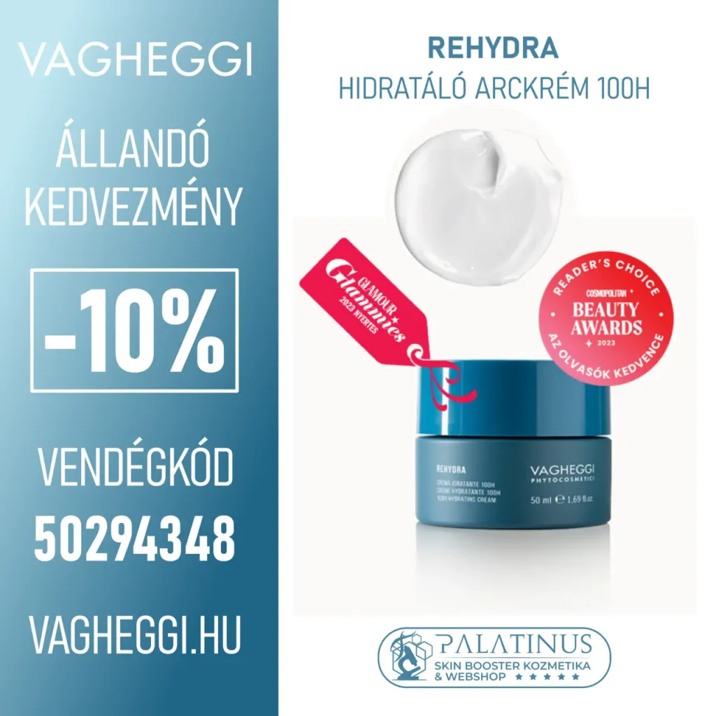 VAGHEGGI REHYDRA Mélyhidratáló arckrém 100H Professzionális kozmetikumok, állandó -10% kedvezménnyel! Vendégkód: 50294348 (Palatinus Skin-Booster Kozmetika & Webshop - Kecskemét)