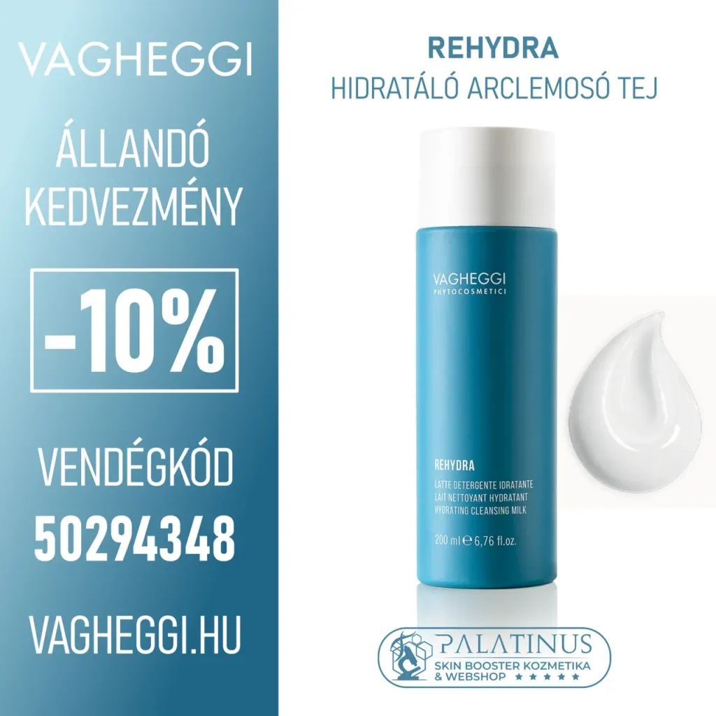 VAGHEGGI REHYDRA Mélyhidratáló arclemosó tej Professzionális kozmetikumok, állandó -10% kedvezménnyel! Vendégkód: 50294348 (Palatinus Skin-Booster Kozmetika & Webshop - Kecskemét)