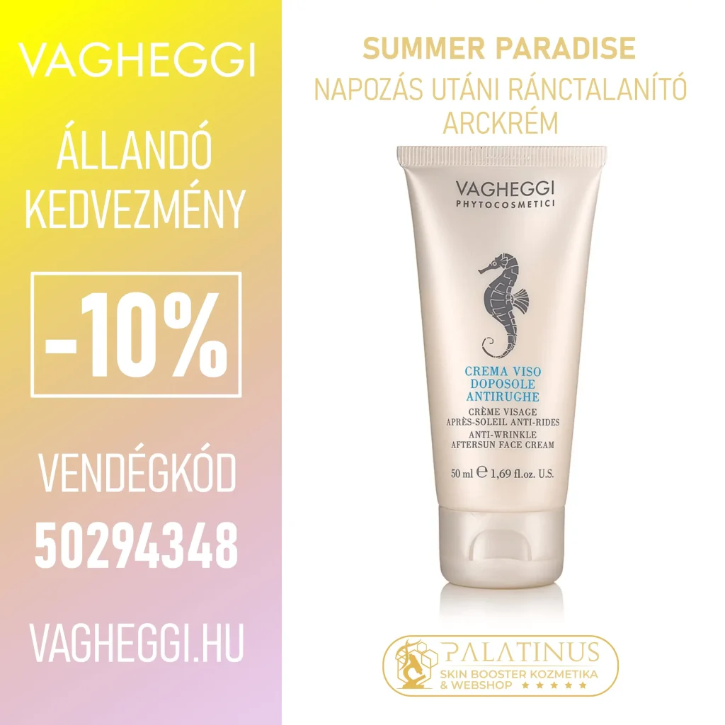 VAGHEGGI Professzionális Fényvédő Napvédő kozmetikumok állandó -10% kedvezménnyel! Vendégkód: 50294348 (Palatinus Skin-Booster Kozmetika & Webshop - Kecskemét)