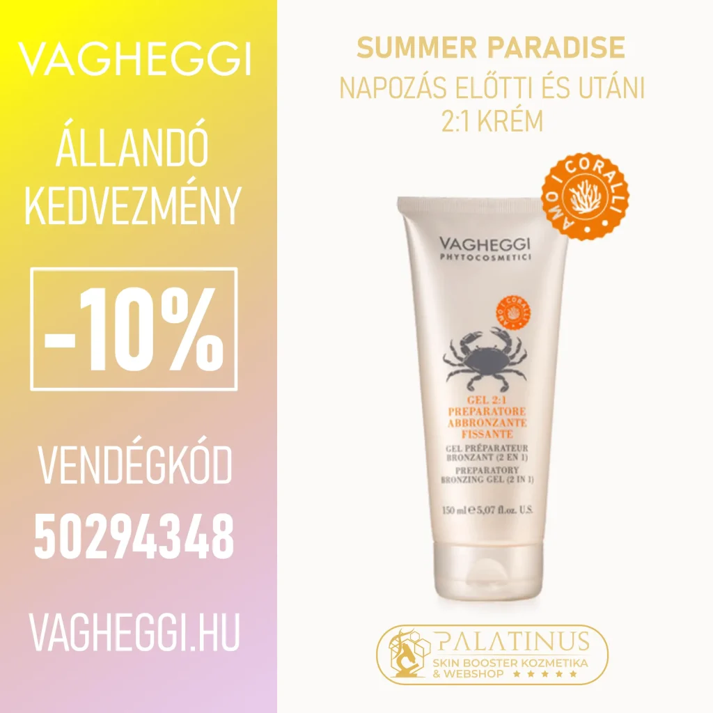 VAGHEGGI Professzionális Fényvédő Napvédő kozmetikumok állandó -10% kedvezménnyel! Vendégkód: 50294348 (Palatinus Skin-Booster Kozmetika & Webshop - Kecskemét)