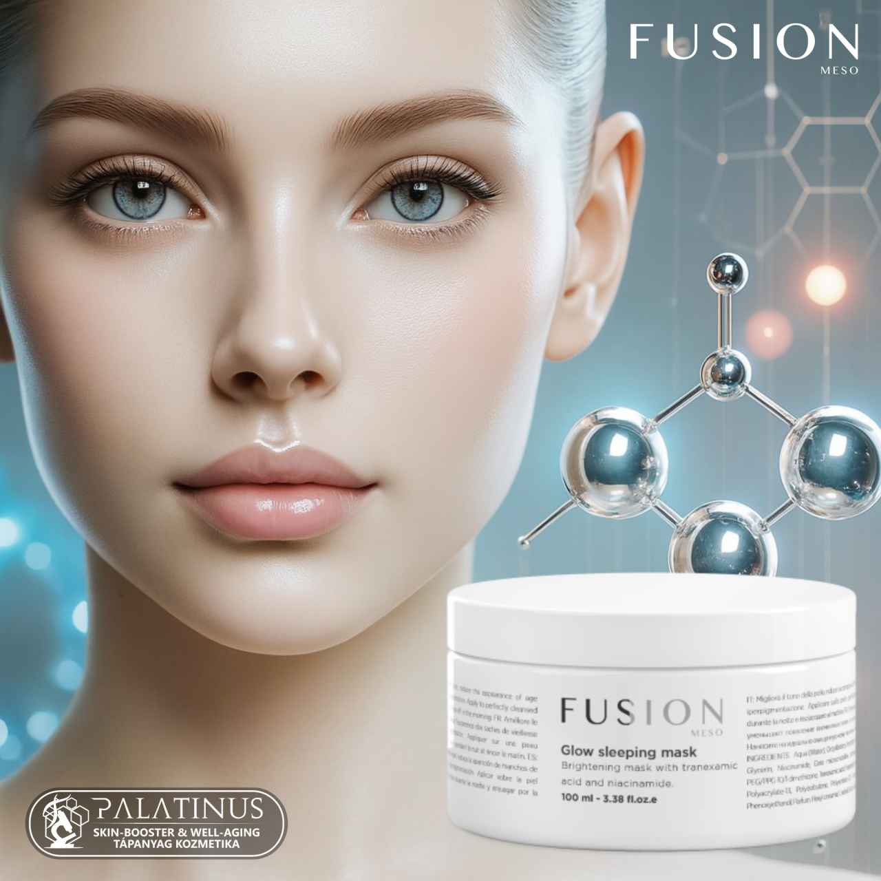 GLOW SLEEPING MASK Éjszakai Pigmentfolt Halványító és Regeneráló Maszk 3% Niacinamide + 1% Tranexámsav (FUSION) - Image 3