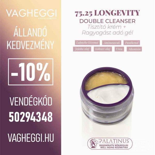 75.25 LONGEVITY Double Cleanser Tisztító krém + ragyogást adó gél (VAGHEGGI) - Image 2
